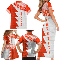 Custom Tonga Rugby Family Matching Short Sleeve Bodycon Dress and Hawaiian Shirt Ikale Tahi Ngatu Tribal Pattern Half Style LT03 - Polynesian Pride