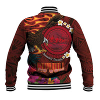 American Samoa Manulele Tausala Nu'uuli Baseball Jacket Tatau Art Pattern with Tropical Plants