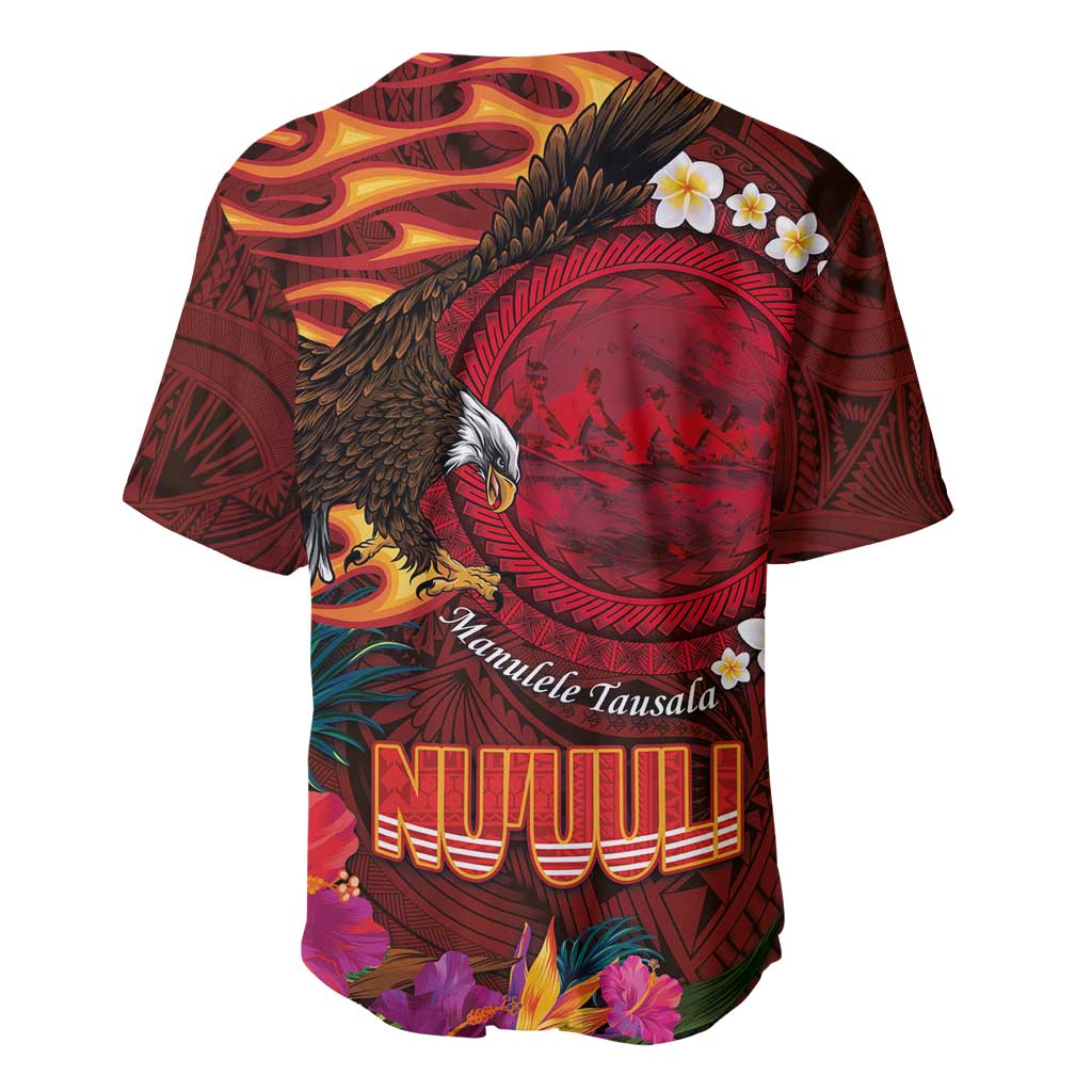 American Samoa Manulele Tausala Nu'uuli Baseball Jersey Tatau Art Pattern with Tropical Plants