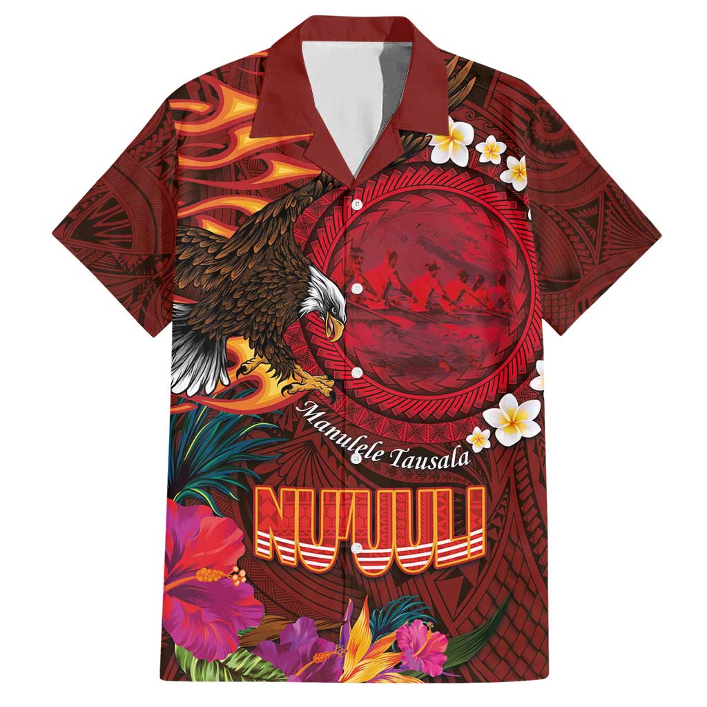 American Samoa Manulele Tausala Nu'uuli Hawaiian Shirt Tatau Art Pattern with Tropical Plants