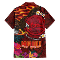 American Samoa Manulele Tausala Nu'uuli Hawaiian Shirt Tatau Art Pattern with Tropical Plants