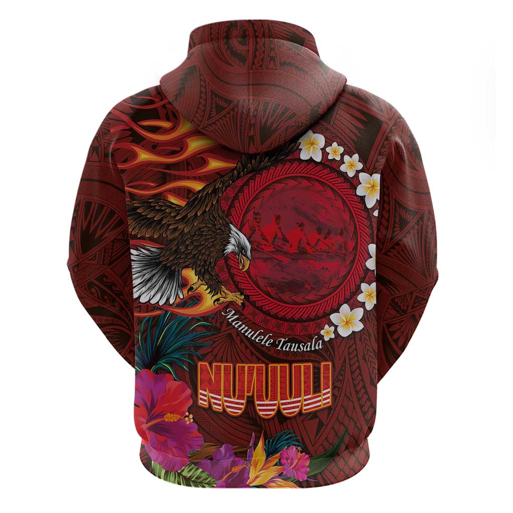 American Samoa Manulele Tausala Nu'uuli Hoodie Tatau Art Pattern with Tropical Plants