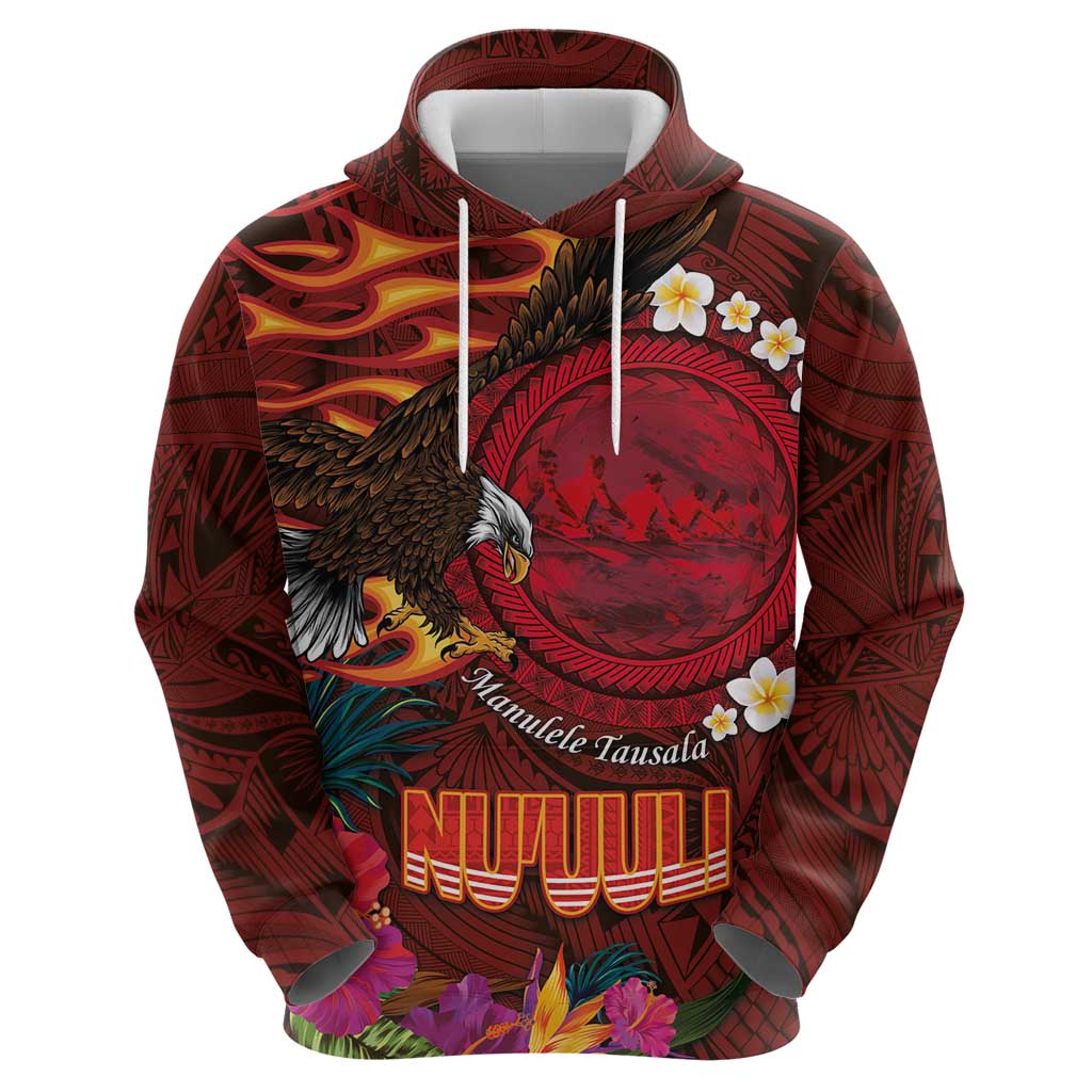 American Samoa Manulele Tausala Nu'uuli Hoodie Tatau Art Pattern with Tropical Plants