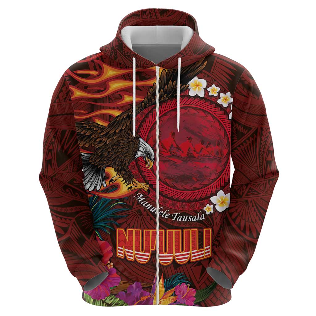 American Samoa Manulele Tausala Nu'uuli Hoodie Tatau Art Pattern with Tropical Plants