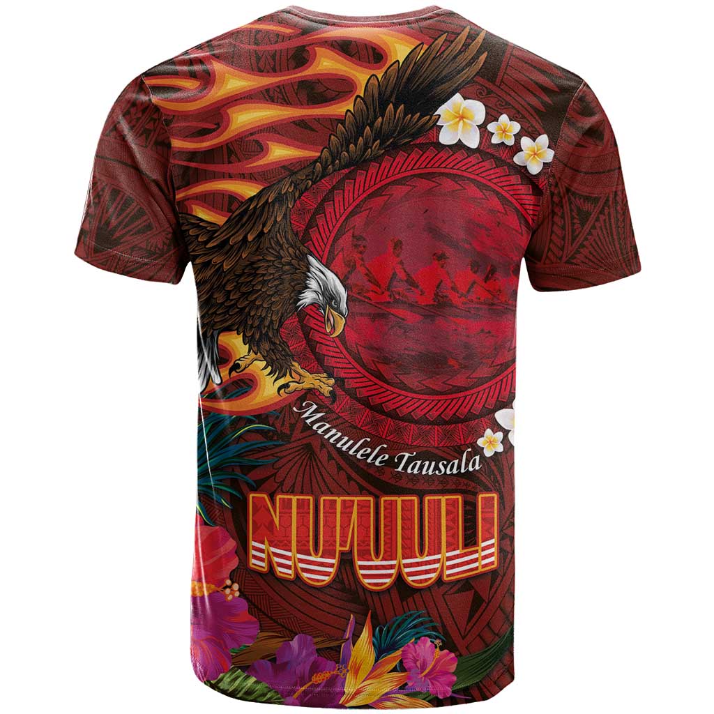 American Samoa Manulele Tausala Nu'uuli T Shirt Tatau Art Pattern with Tropical Plants
