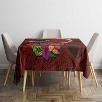 American Samoa Manulele Tausala Nu'uuli Tablecloth Tatau Art Pattern with Tropical Plants