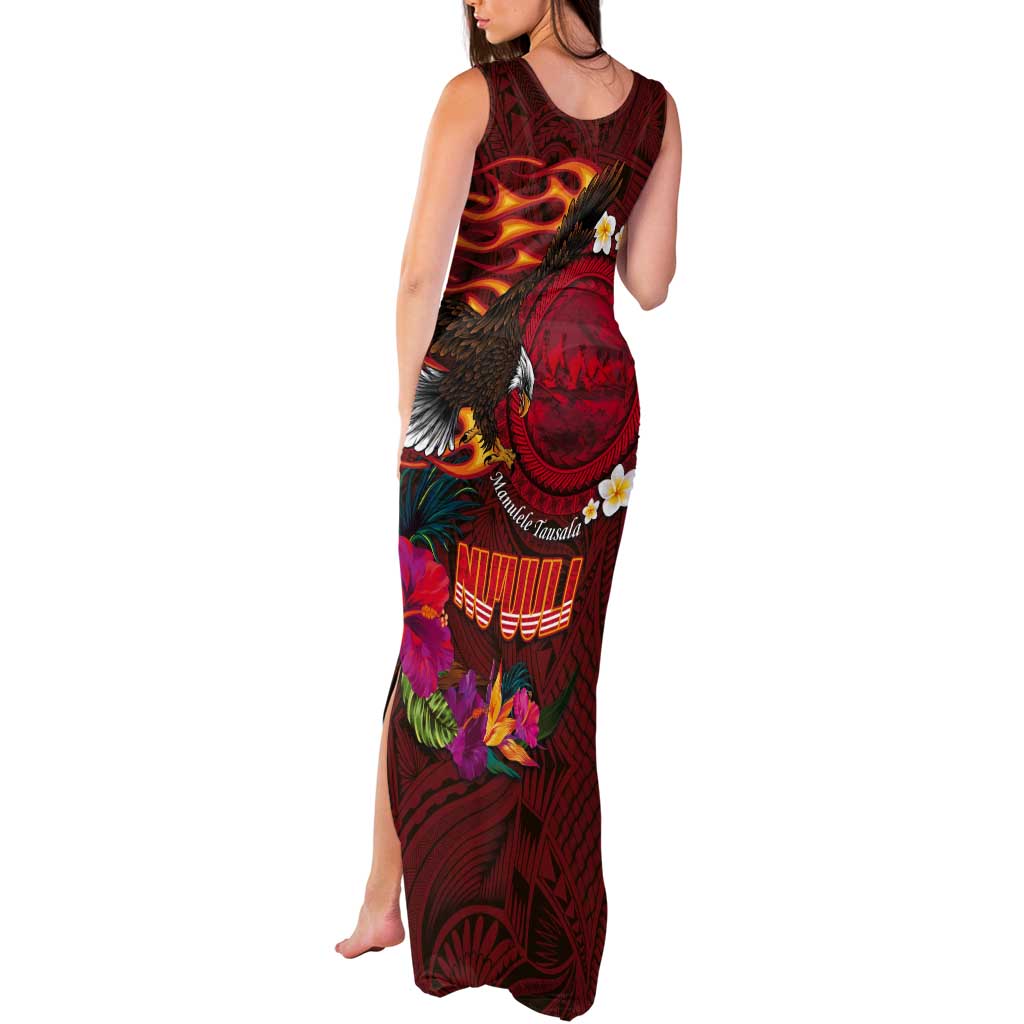 American Samoa Manulele Tausala Nu'uuli Tank Maxi Dress Tatau Art Pattern with Tropical Plants