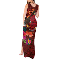 American Samoa Manulele Tausala Nu'uuli Tank Maxi Dress Tatau Art Pattern with Tropical Plants