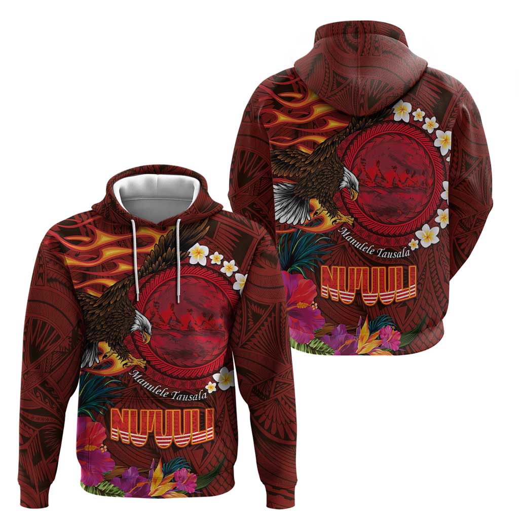 American Samoa Manulele Tausala Nu'uuli Zip Hoodie Tatau Art Pattern with Tropical Plants