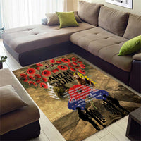 Australia and New Zealand ANZAC Day Area Rug Kangaroo and Kiwi Bird Soldier-Honor and Remember Vintage Style