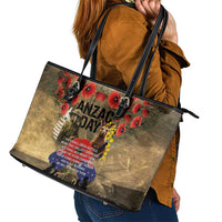 Australia and New Zealand ANZAC Day Leather Tote Bag Kangaroo and Kiwi Bird Soldier-Honor and Remember Vintage Style