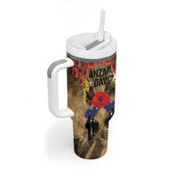 Australia and New Zealand ANZAC Day Tumbler With Handle Kangaroo and Kiwi Bird Soldier-Honor and Remember Vintage Style