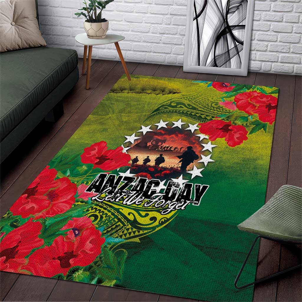 Cook Islands ANDAC Day Area Rug Honor and Remember Soliders-Forever in My Thoughts Grunge Style