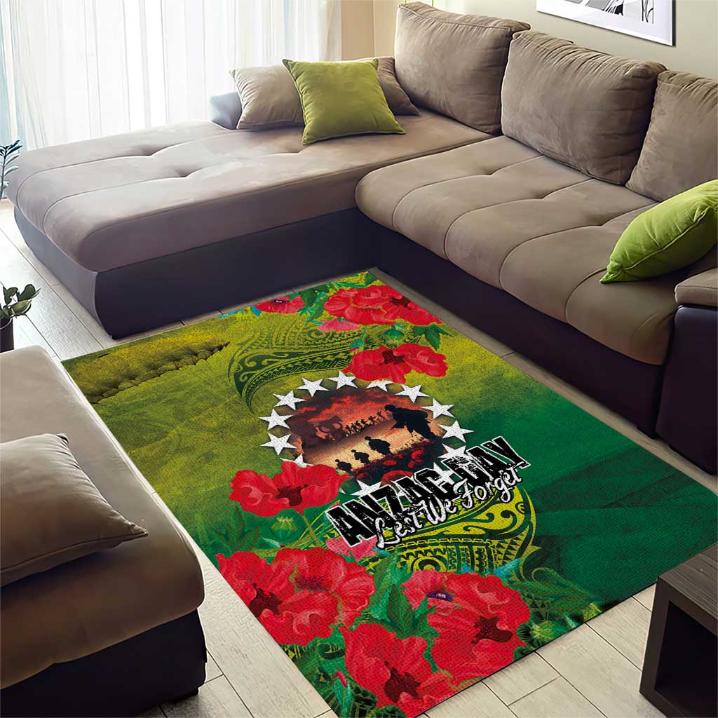 Cook Islands ANDAC Day Area Rug Honor and Remember Soliders-Forever in My Thoughts Grunge Style