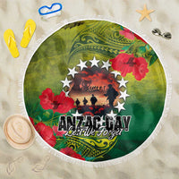 Cook Islands ANDAC Day Beach Blanket Honor and Remember Soliders-Forever in My Thoughts Grunge Style