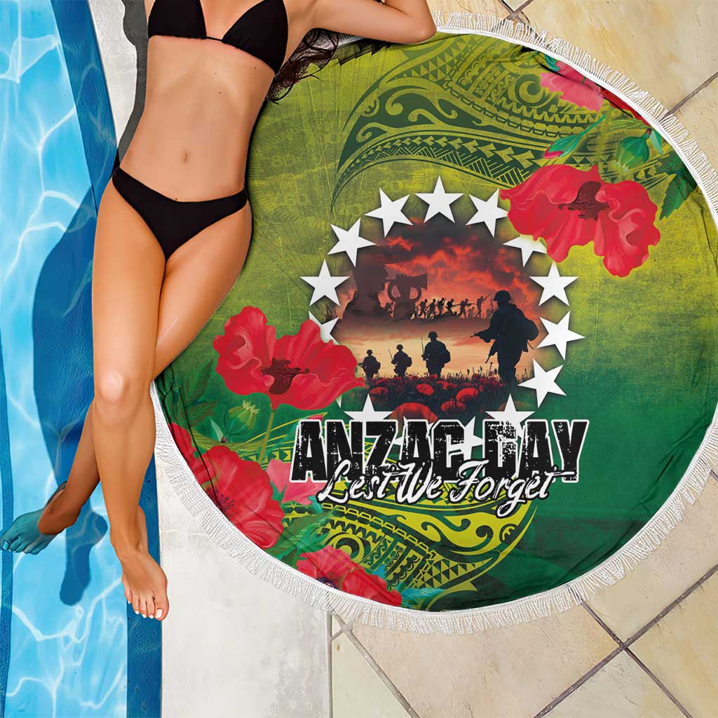 Cook Islands ANDAC Day Beach Blanket Honor and Remember Soliders-Forever in My Thoughts Grunge Style