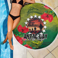 Cook Islands ANDAC Day Beach Blanket Honor and Remember Soliders-Forever in My Thoughts Grunge Style
