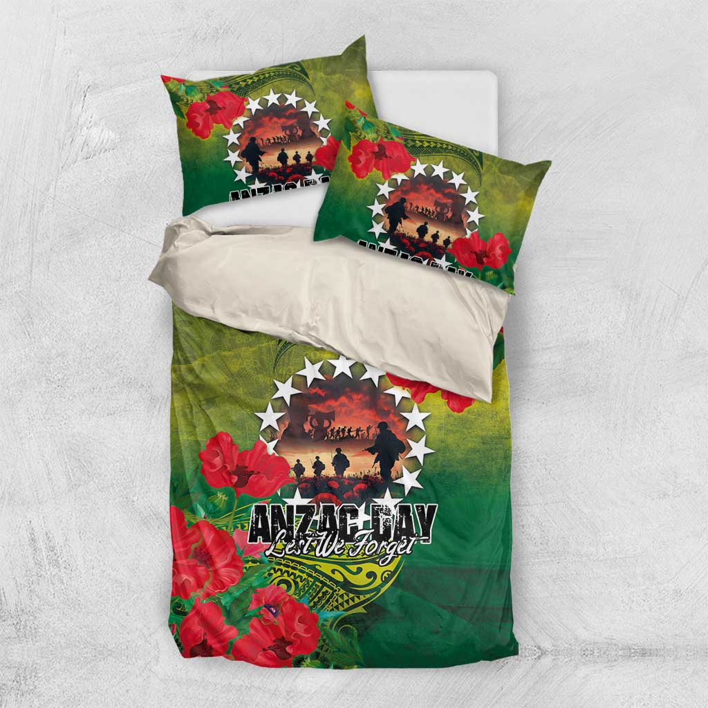 Cook Islands ANDAC Day Bedding Set Honor and Remember Soliders-Forever in My Thoughts Grunge Style