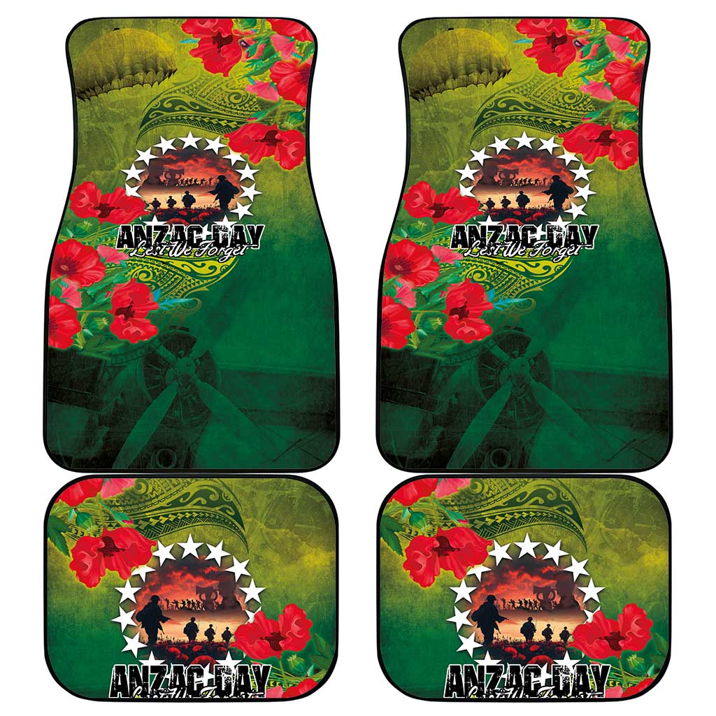 Cook Islands ANDAC Day Car Mats Honor and Remember Soliders-Forever in My Thoughts Grunge Style