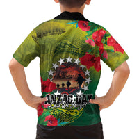 Cook Islands ANDAC Day Family Matching Off The Shoulder Long Sleeve Dress and Hawaiian Shirt Honor and Remember Soliders-Forever in My Thoughts Grunge Style LT03 - Polynesian Pride