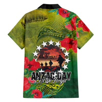 Cook Islands ANDAC Day Family Matching Off The Shoulder Long Sleeve Dress and Hawaiian Shirt Honor and Remember Soliders-Forever in My Thoughts Grunge Style LT03 - Polynesian Pride