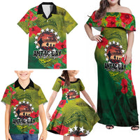 Cook Islands ANDAC Day Family Matching Off Shoulder Maxi Dress and Hawaiian Shirt Honor and Remember Soliders-Forever in My Thoughts Grunge Style LT03 - Polynesian Pride