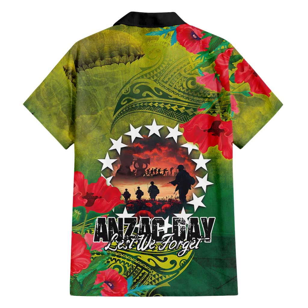 Cook Islands ANDAC Day Family Matching Off Shoulder Maxi Dress and Hawaiian Shirt Honor and Remember Soliders-Forever in My Thoughts Grunge Style LT03 - Polynesian Pride