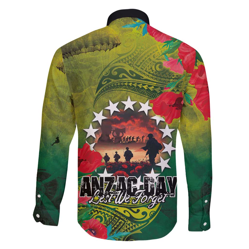 Cook Islands ANDAC Day Family Matching Off Shoulder Short Dress and Hawaiian Shirt Honor and Remember Soliders-Forever in My Thoughts Grunge Style LT03 - Polynesian Pride