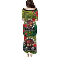 Cook Islands ANDAC Day Family Matching Puletasi and Hawaiian Shirt Honor and Remember Soliders-Forever in My Thoughts Grunge Style LT03 - Polynesian Pride