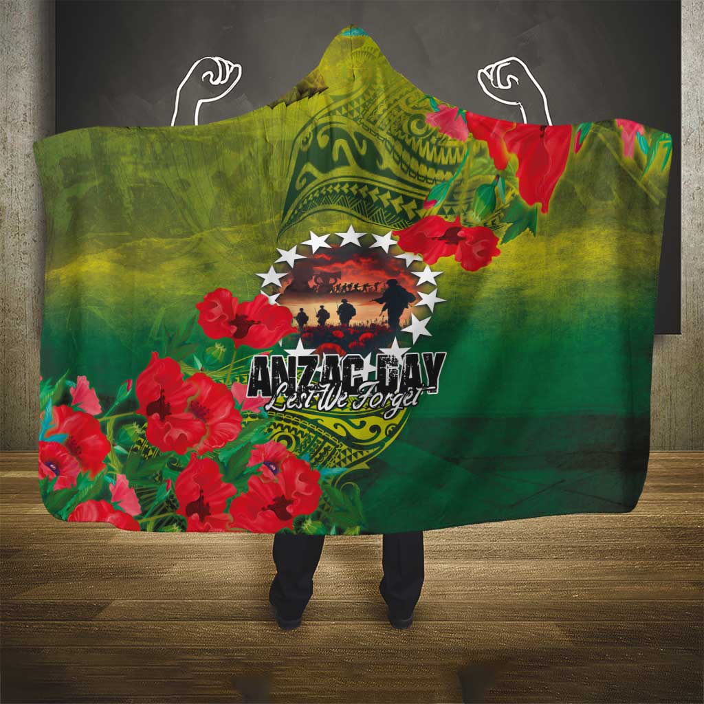 Cook Islands ANDAC Day Hooded Blanket Honor and Remember Soliders-Forever in My Thoughts Grunge Style