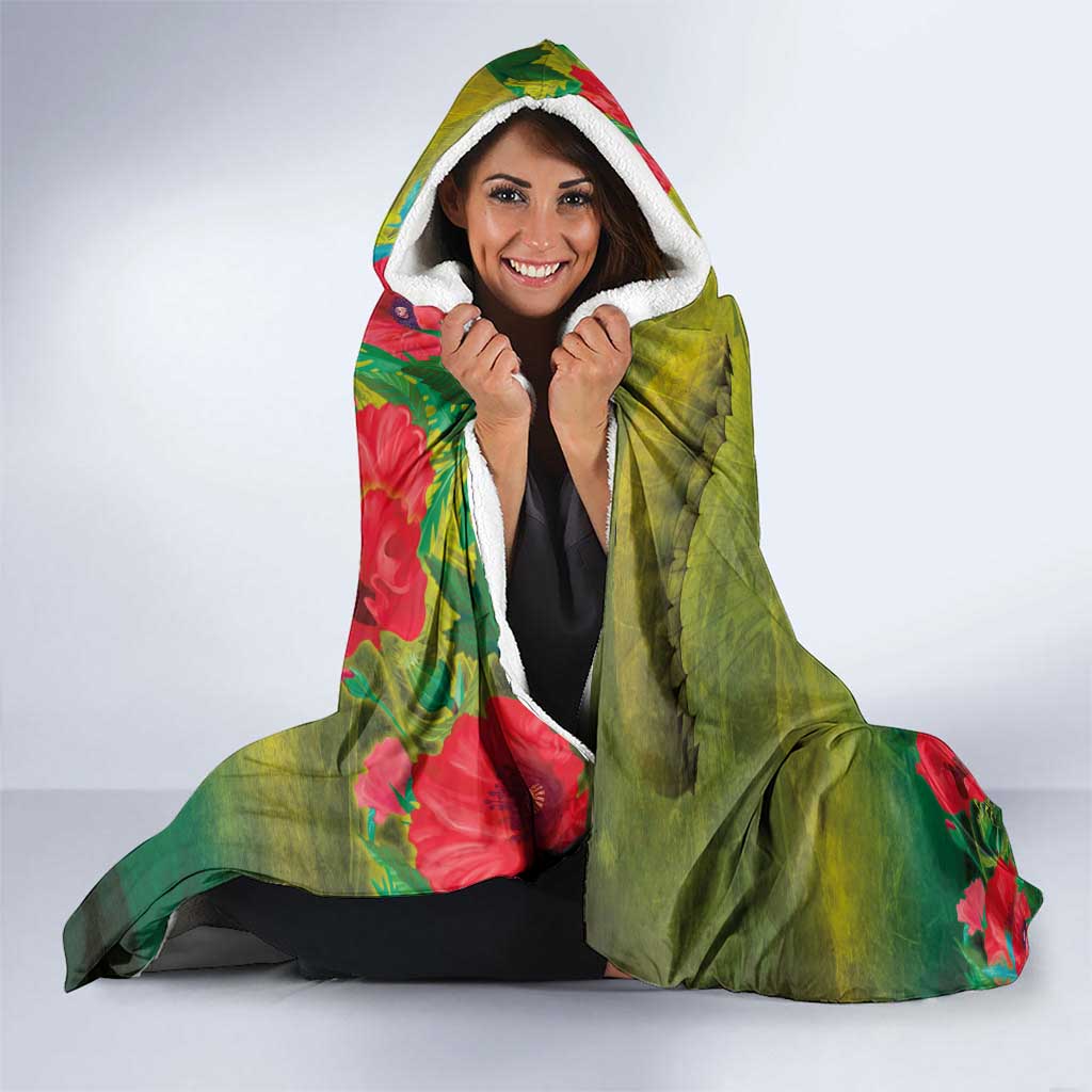 Cook Islands ANDAC Day Hooded Blanket Honor and Remember Soliders-Forever in My Thoughts Grunge Style