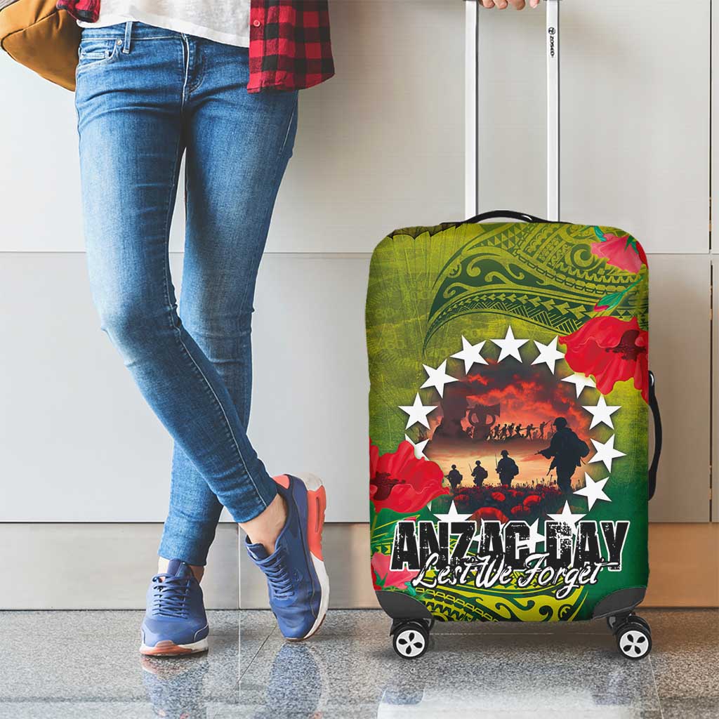 Cook Islands ANDAC Day Luggage Cover Honor and Remember Soliders-Forever in My Thoughts Grunge Style