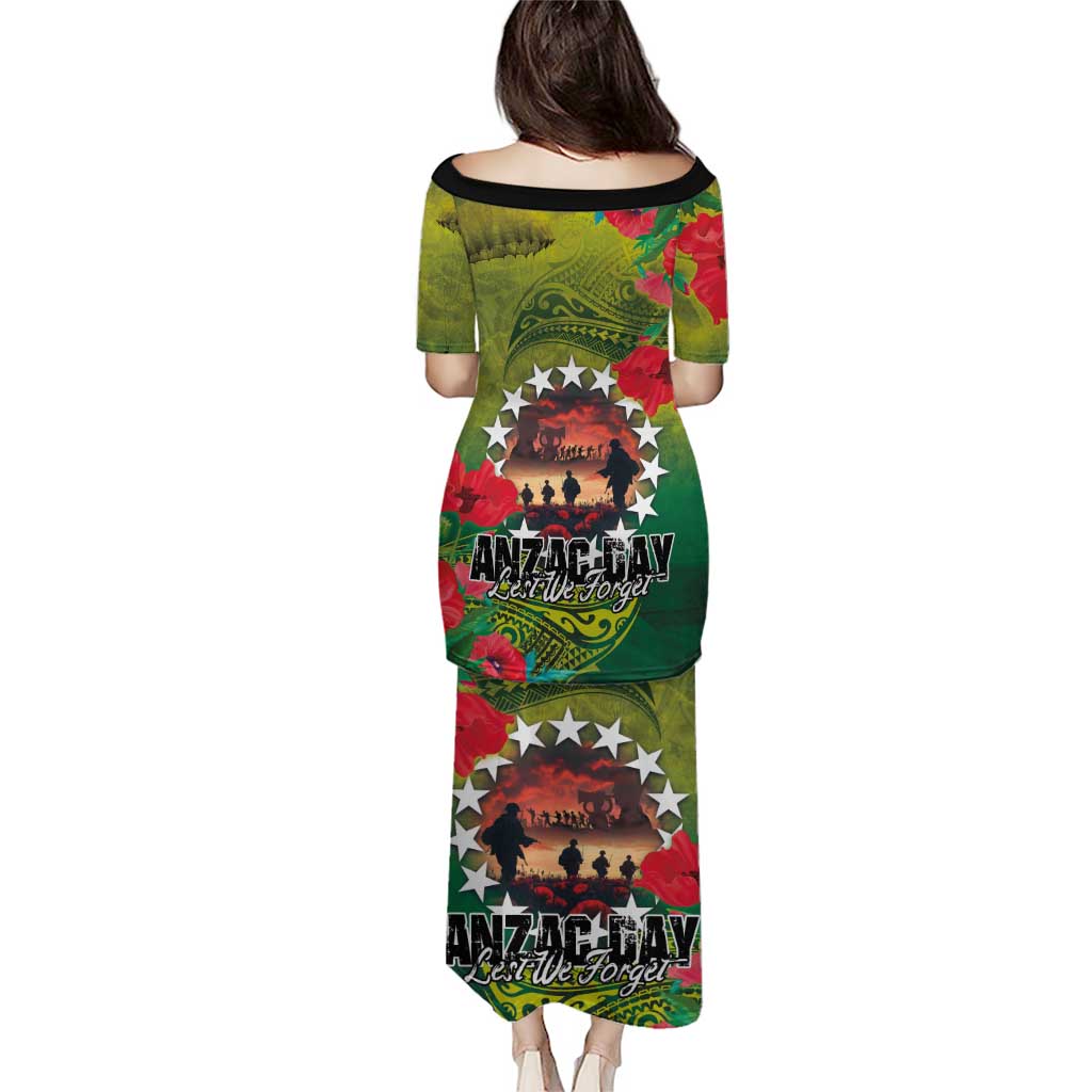 Cook Islands ANDAC Day Puletasi Honor and Remember Soliders-Forever in My Thoughts Grunge Style LT03 - Polynesian Pride