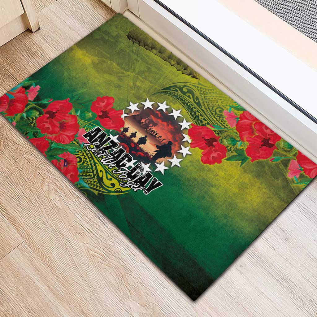 Cook Islands ANDAC Day Rubber Doormat Honor and Remember Soliders-Forever in My Thoughts Grunge Style LT03 - Polynesian Pride
