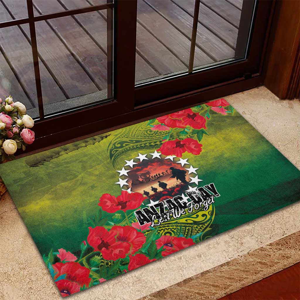 Cook Islands ANDAC Day Rubber Doormat Honor and Remember Soliders-Forever in My Thoughts Grunge Style LT03 - Polynesian Pride