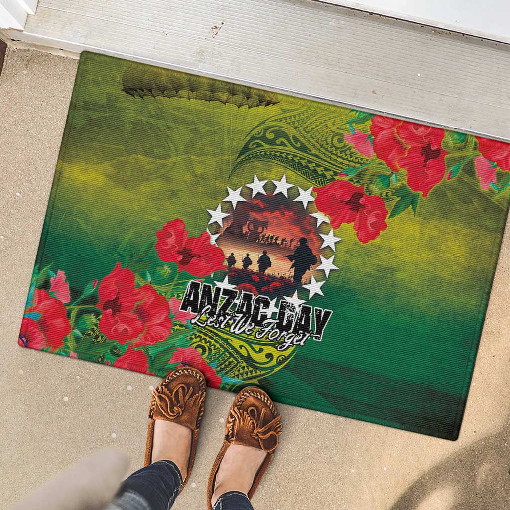 Cook Islands ANDAC Day Rubber Doormat Honor and Remember Soliders-Forever in My Thoughts Grunge Style LT03 - Polynesian Pride