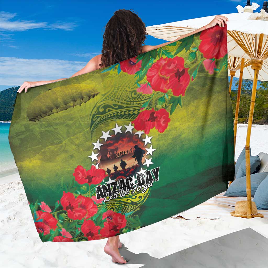 Cook Islands ANDAC Day Sarong Honor and Remember Soliders-Forever in My Thoughts Grunge Style