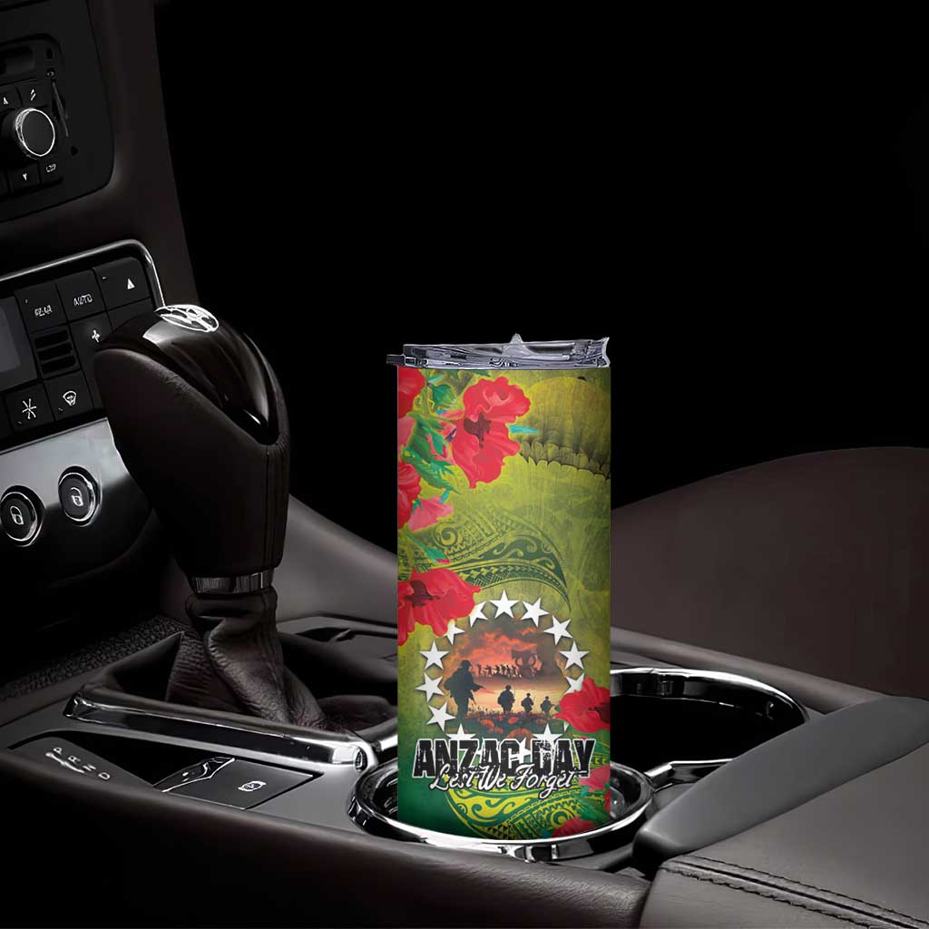Cook Islands ANDAC Day Skinny Tumbler Honor and Remember Soliders-Forever in My Thoughts Grunge Style