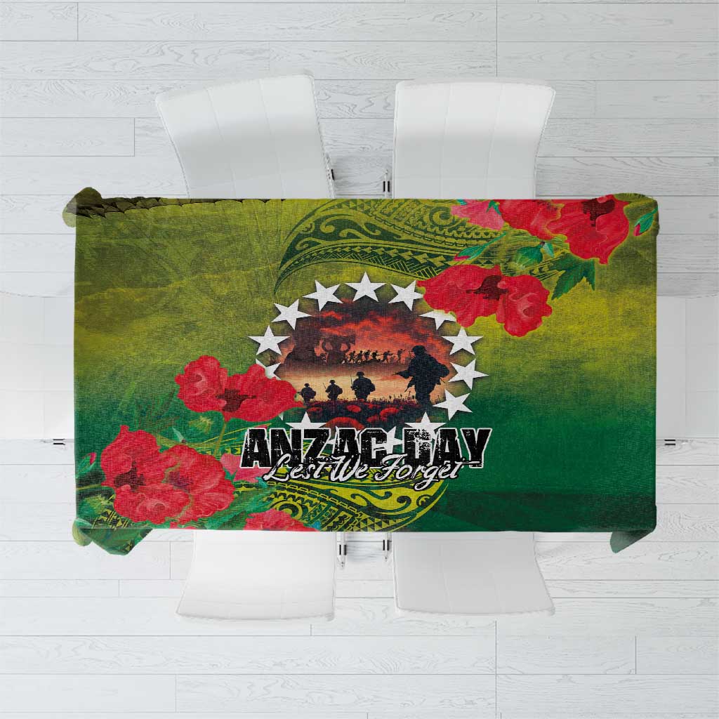 Cook Islands ANDAC Day Tablecloth Honor and Remember Soliders-Forever in My Thoughts Grunge Style