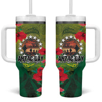 Cook Islands ANDAC Day Tumbler With Handle Honor and Remember Soliders-Forever in My Thoughts Grunge Style