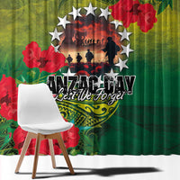 Cook Islands ANDAC Day Window Curtain Honor and Remember Soliders-Forever in My Thoughts Grunge Style
