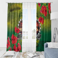 Cook Islands ANDAC Day Window Curtain Honor and Remember Soliders-Forever in My Thoughts Grunge Style