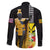 Hawaii King Kamehameha Day Family Matching Off The Shoulder Long Sleeve Dress and Hawaiian Shirt Kanaka Maoli Hibiscus Flower and Kakau Pattern