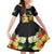 Hawaii King Kamehameha Day Family Matching Off Shoulder Short Dress and Hawaiian Shirt Kanaka Maoli Hibiscus Flower and Kakau Pattern