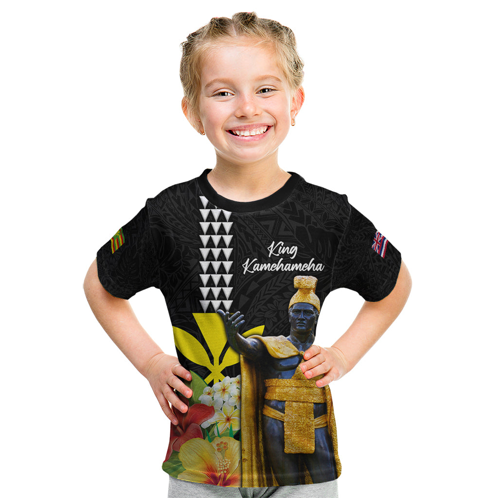 Hawaii King Kamehameha Day Kid T Shirt Kanaka Maoli Hibiscus Flower and Kakau Pattern