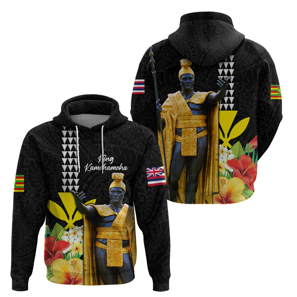 Hawaii King Kamehameha Day Zip Hoodie Kanaka Maoli Hibiscus Flower and Kakau Pattern
