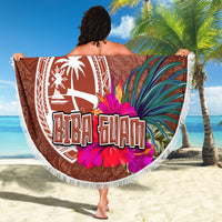 Chamorro Biba Guam Beach Blanket Latte Stone Tribal and Hibiscus Flower Tapa Pattern