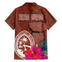 Chamorro Biba Guam Family Matching Long Sleeve Bodycon Dress and Hawaiian Shirt Latte Stone Tribal and Hibiscus Flower Tapa Pattern LT03 - Polynesian Pride
