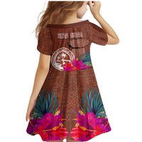 Chamorro Biba Guam Family Matching Mermaid Dress and Hawaiian Shirt Latte Stone Tribal and Hibiscus Flower Tapa Pattern LT03 - Polynesian Pride