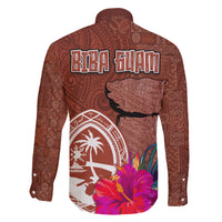 Chamorro Biba Guam Family Matching Short Sleeve Bodycon Dress and Hawaiian Shirt Latte Stone Tribal and Hibiscus Flower Tapa Pattern LT03 - Polynesian Pride